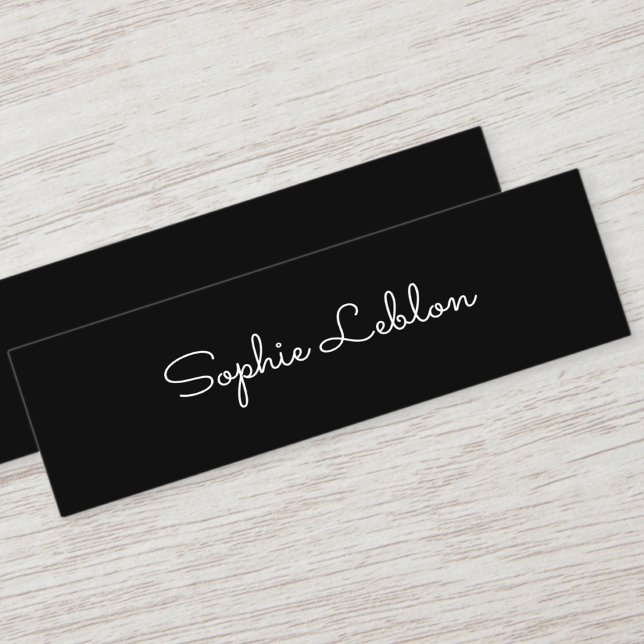 Minimalist Elegant Simple Script Name Black Mini Business Card (Creator Uploaded)