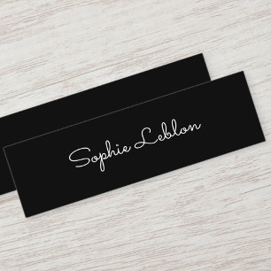 Minimalist Elegant Simple Script Name Black Mini Business Card