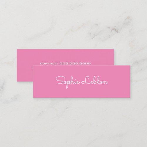 Minimalist Elegant Simple Script Name PINK Mini Business Card