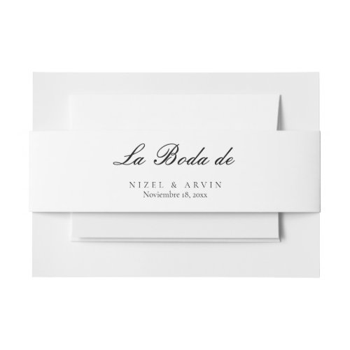Minimalist Elegant Simple Spanish Wedding Boda Invitation Belly Band