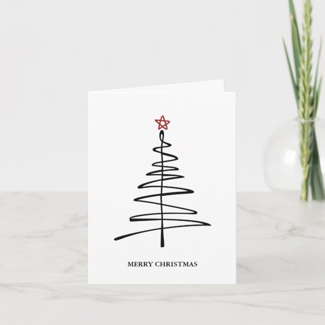Minimalist Elegant Simple Tree Merry Christmas Holiday Card (Front)