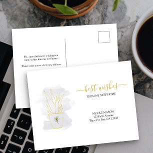 Minimalist Elegant Snake Plant Moving Announcement Postcard