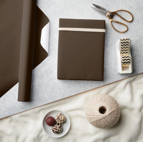 Minimalist Elegant Solid Chocolate Brown Plain Wrapping Paper