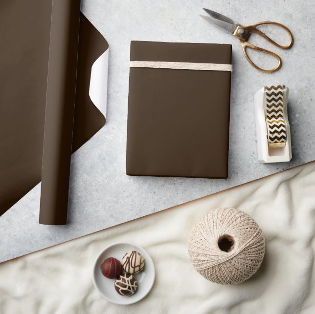 Minimalist Elegant Solid Chocolate Brown Plain Wrapping Paper (Crafts)