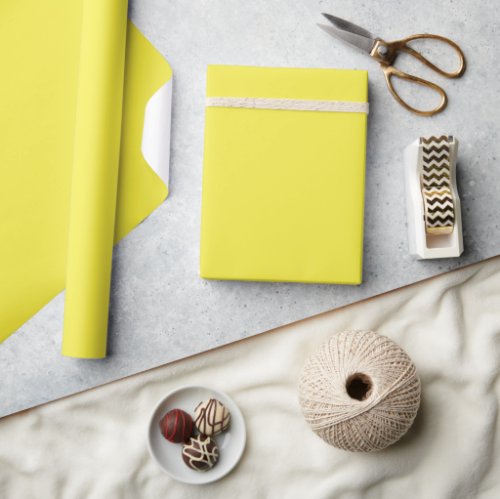 Minimalist Elegant Solid Highlighter Yellow Plain Wrapping Paper