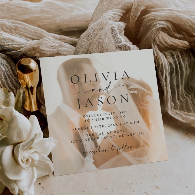 Minimalist Elegant Square Photo Wedding  Invitation (Creator Uploaded)