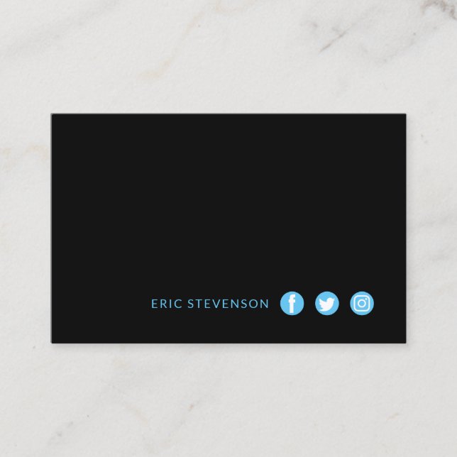 Minimalist elegant style with social media symbols business card (Front)