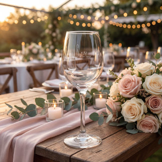  minimalist elegant stylish  monogram script wine glass