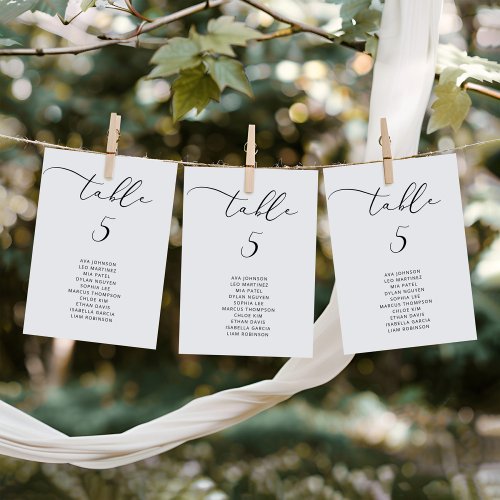 Minimalist elegant Table Seating Chart cards