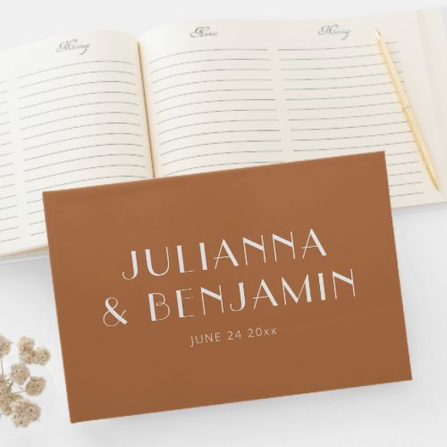 Minimalist Elegant Terracotta Custom Wedding Guest Book