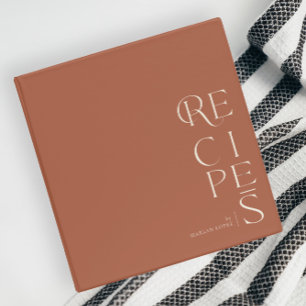 Minimalist Elegant Terracotta Ivory Recipe 3 Ring Binder