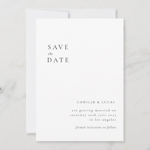 Minimalist Elegant Text and Photo  Save the date Invitation
