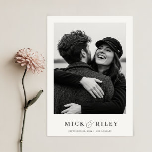 Minimalist Elegant Text and Photo Wedding Save The Date