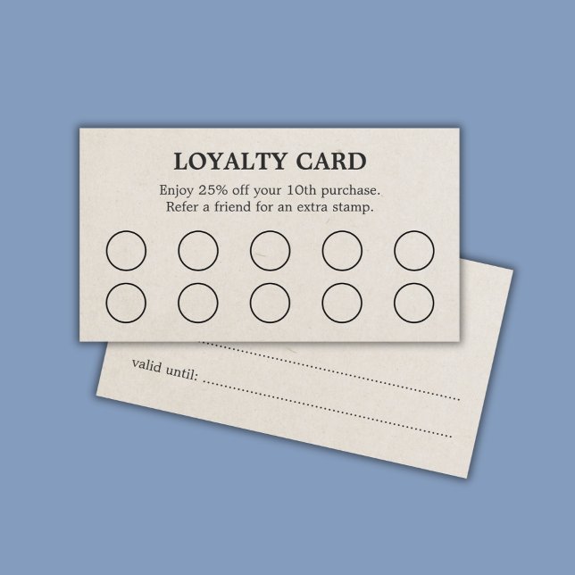 Minimalist Elegant Texture Beige Black Salon Loyalty Card (Creator Uploaded)