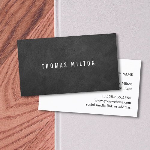 Minimalist Elegant Texture Dark Gray Consultant Business Card