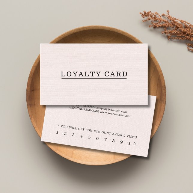 Minimalist Elegant Texture Light Pink Beauty Loyalty Card (Creator Uploaded)