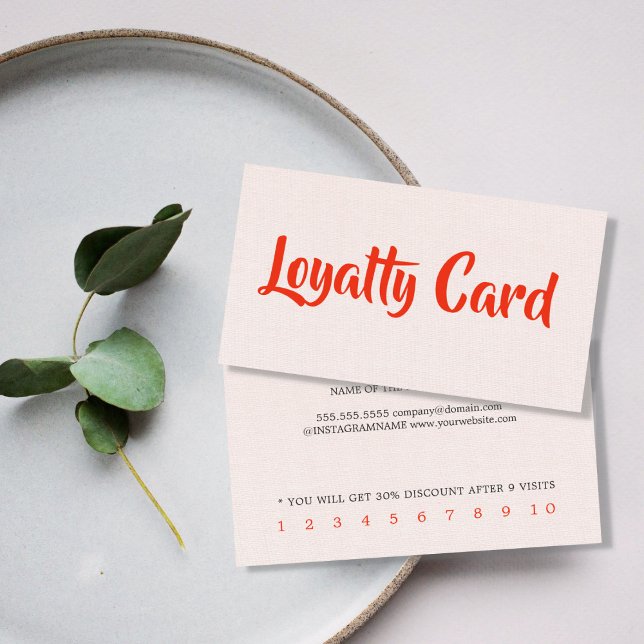 Minimalist Elegant Texture Light Pink Red Beauty Loyalty Card (Creator Uploaded)