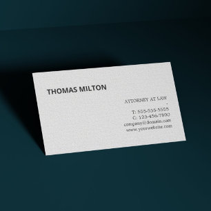 Minimalist Elegant Texture White Attorney at law Business Card