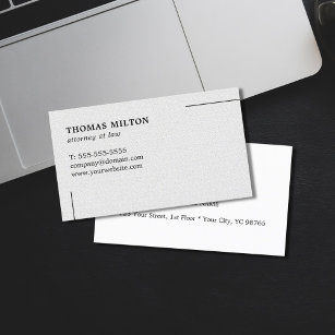 Minimalist Elegant Texture White Attorney at law Business Card