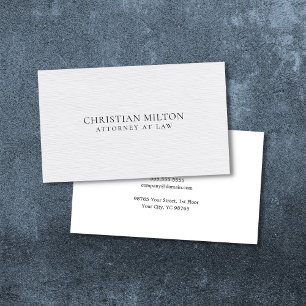 Minimalist Elegant Texture White Attorney at Law Business Card