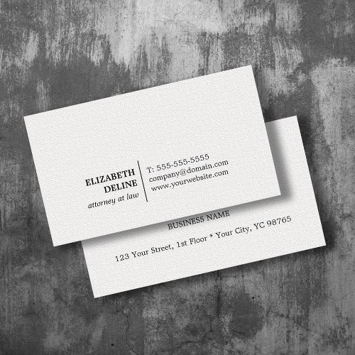 Minimalist Elegant Texture White Attorney at law Business Card