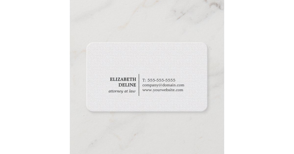 Minimalist Elegant Texture White Attorney At Law Business Card Zazzle Com