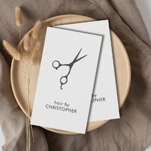 Minimalist Elegant Texture White Grey Scissor Hair Business Card