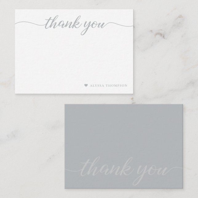 Minimalist Elegant Thank you Script custom small Note Card (Front/Back)
