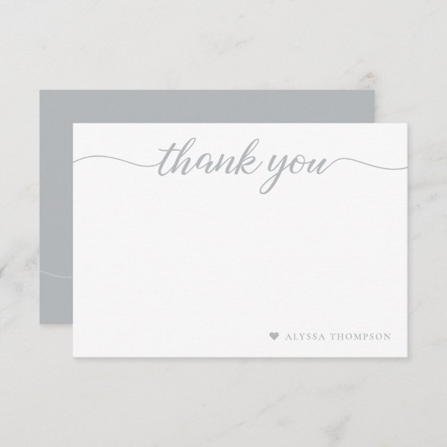 Minimalist Elegant Thank you Script Personalized Note Card (Front/Back)