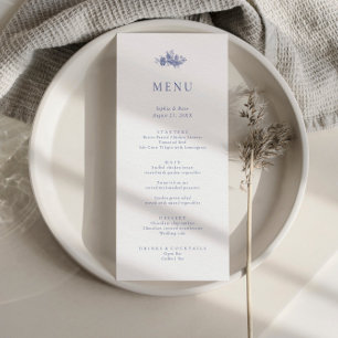 Minimalist Elegant Toile French Blue Flora Menu