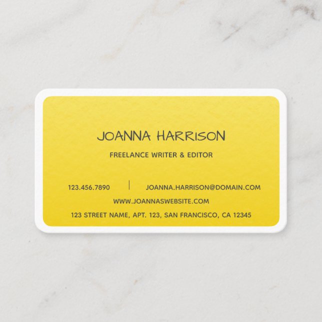 Minimalist Elegant Trendy Gold Foil Writer Editor Business Card (Front)