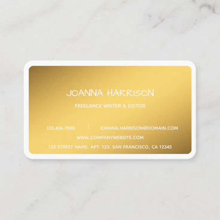 Minimalist Elegant Trendy Gold Writer Editor Business Card | Zazzle