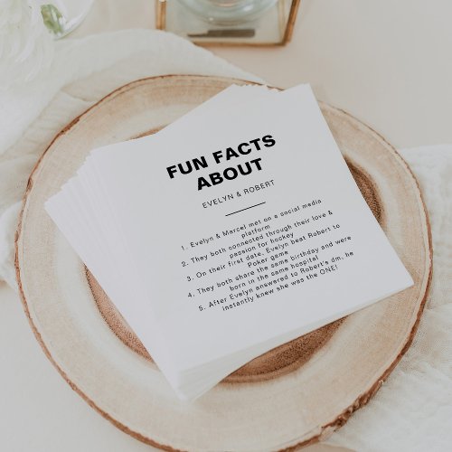 Minimalist Elegant Trivia Fun Facts Wedding   Napkins