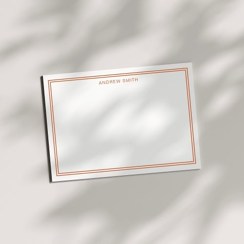 Minimalist Elegant Two Border Burnt Orange Note Card