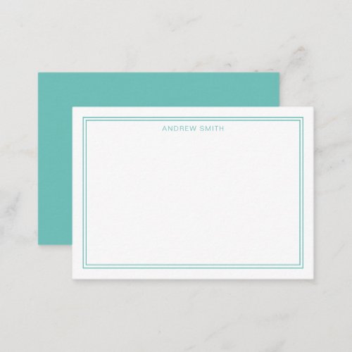 Minimalist Elegant Two Border Moonstone Blue Note Card