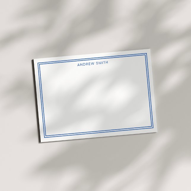 Minimalist Elegant Two Border Navy Blue Note Card (Creator Uploaded)