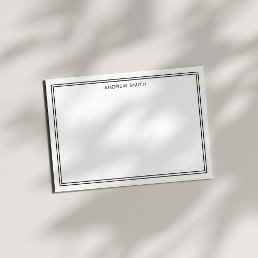 Minimalist Elegant Two Border Professional Black Note Card