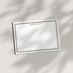 Minimalist Elegant Two Border Professional Black Note Card