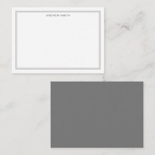 Minimalist Elegant Two Border Professional Gray Note Card