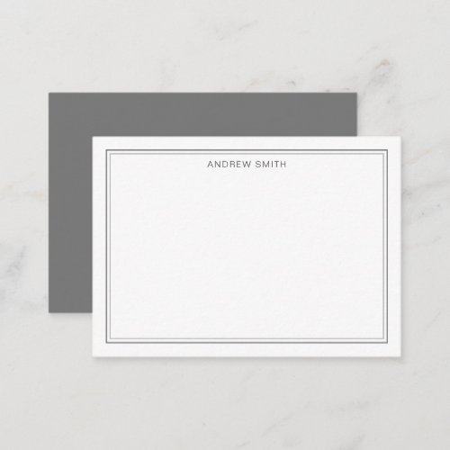Minimalist Elegant Two Border Professional Gray Note Card