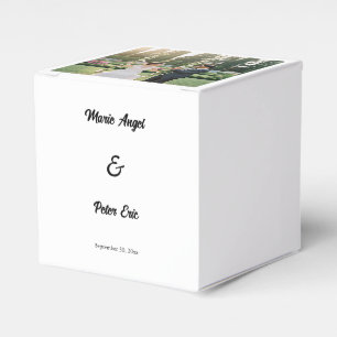 Minimalist Elegant Typography Photo Lid Wedding Favor Boxes