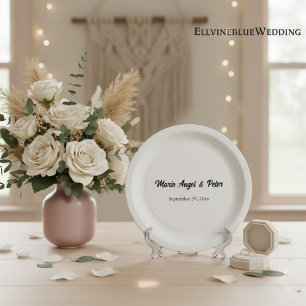 Minimalist Elegant Typography Wedding Paper Plates