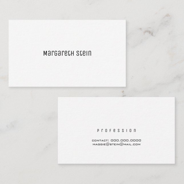 minimalist elegant unica one font style white business card (Front/Back)