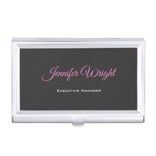 Minimalist elegant unique modern grey plain business card case