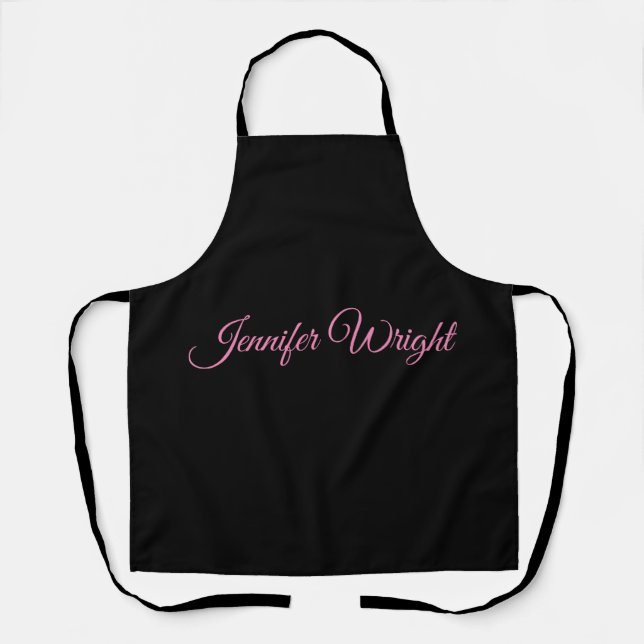 Minimalist elegant unique modern plain black pink apron (Front)