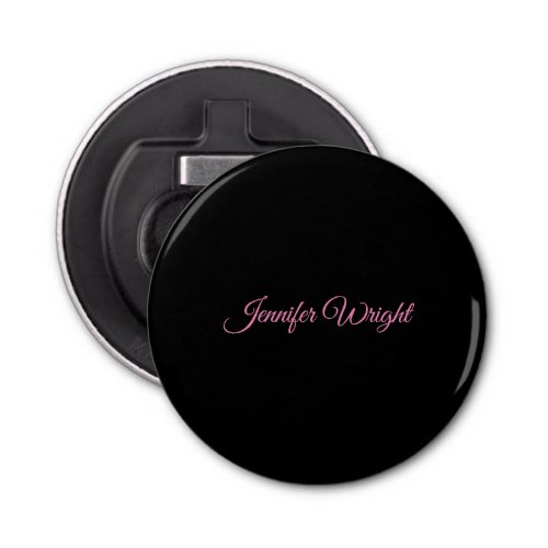 Minimalist elegant unique modern plain black pink bottle opener