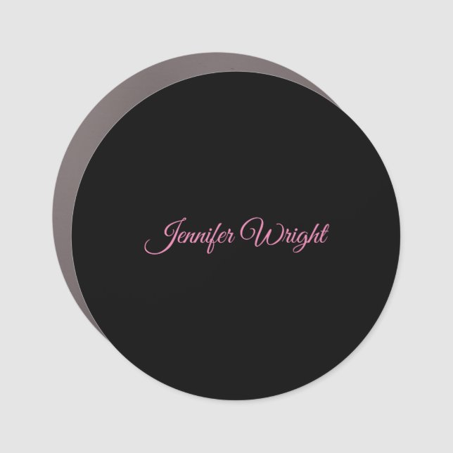Minimalist elegant unique modern plain black pink  car magnet (Front)
