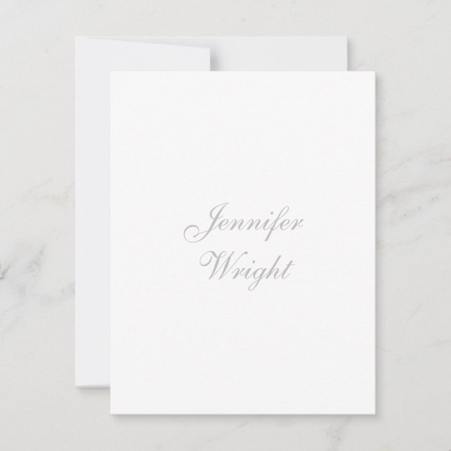 Minimalist elegant unique modern plain grey white note card (Front)