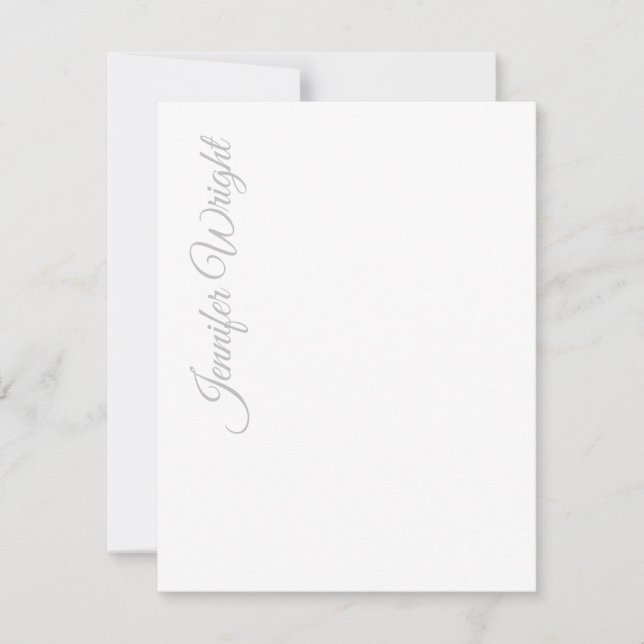 Minimalist elegant unique modern plain grey white note card (Front)