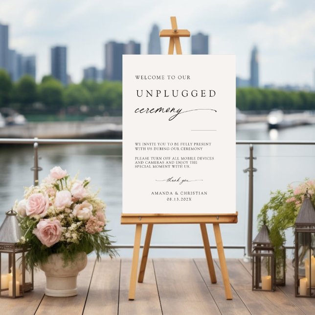 Minimalist Elegant Unplugged Ceremony Wedding Sign (Creator Uploaded)